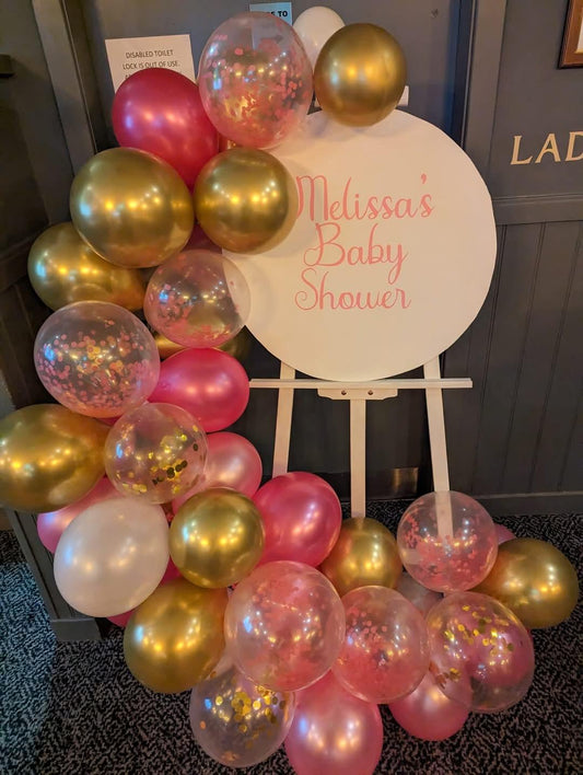 Personalised Easel with Balloons for Hire Event Welcome