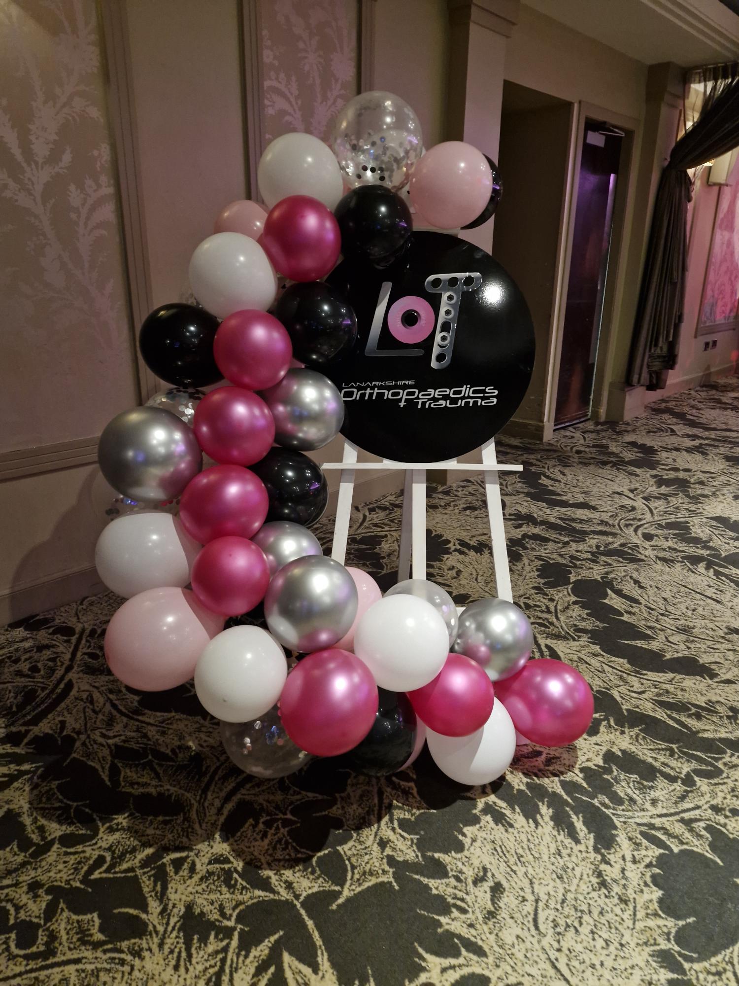 Personalised Easel with Balloons for Hire Event Welcome